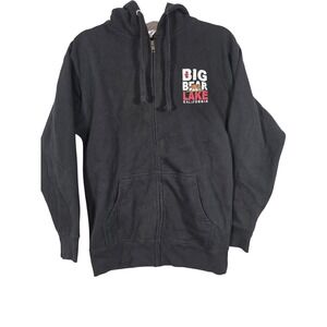 MJ Apparel Big Bear Lake California Mens S Black Zip Up Hoodie Souvenir Gorpcore